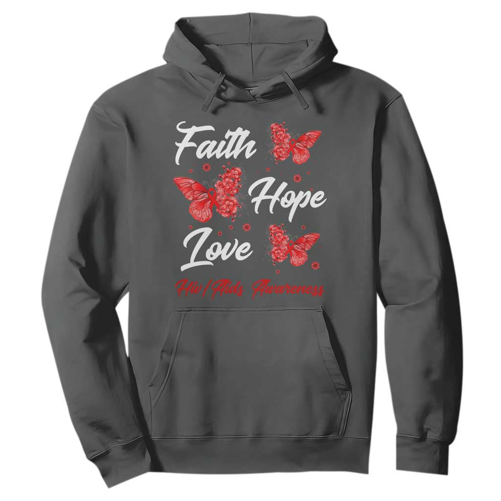 Faith Hope Love HIV AIDS Support Butterfly Gift Hoodie