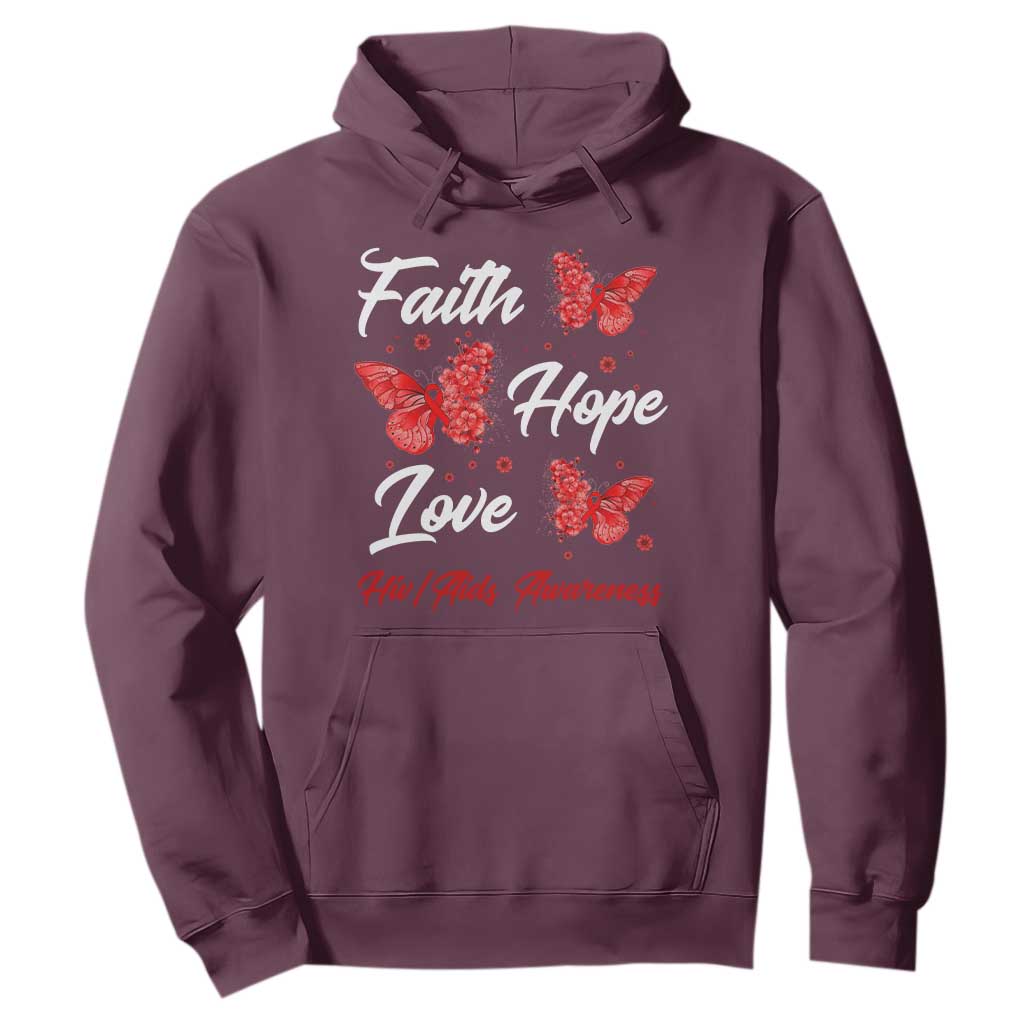 Faith Hope Love HIV AIDS Support Butterfly Gift Hoodie