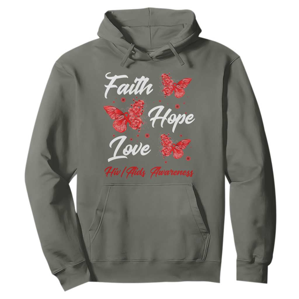 Faith Hope Love HIV AIDS Support Butterfly Gift Hoodie