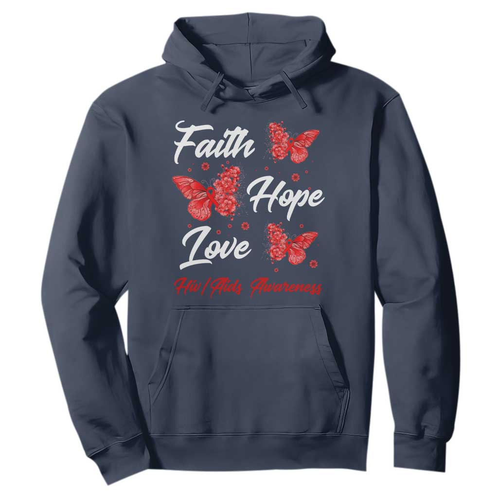 Faith Hope Love HIV AIDS Support Butterfly Gift Hoodie