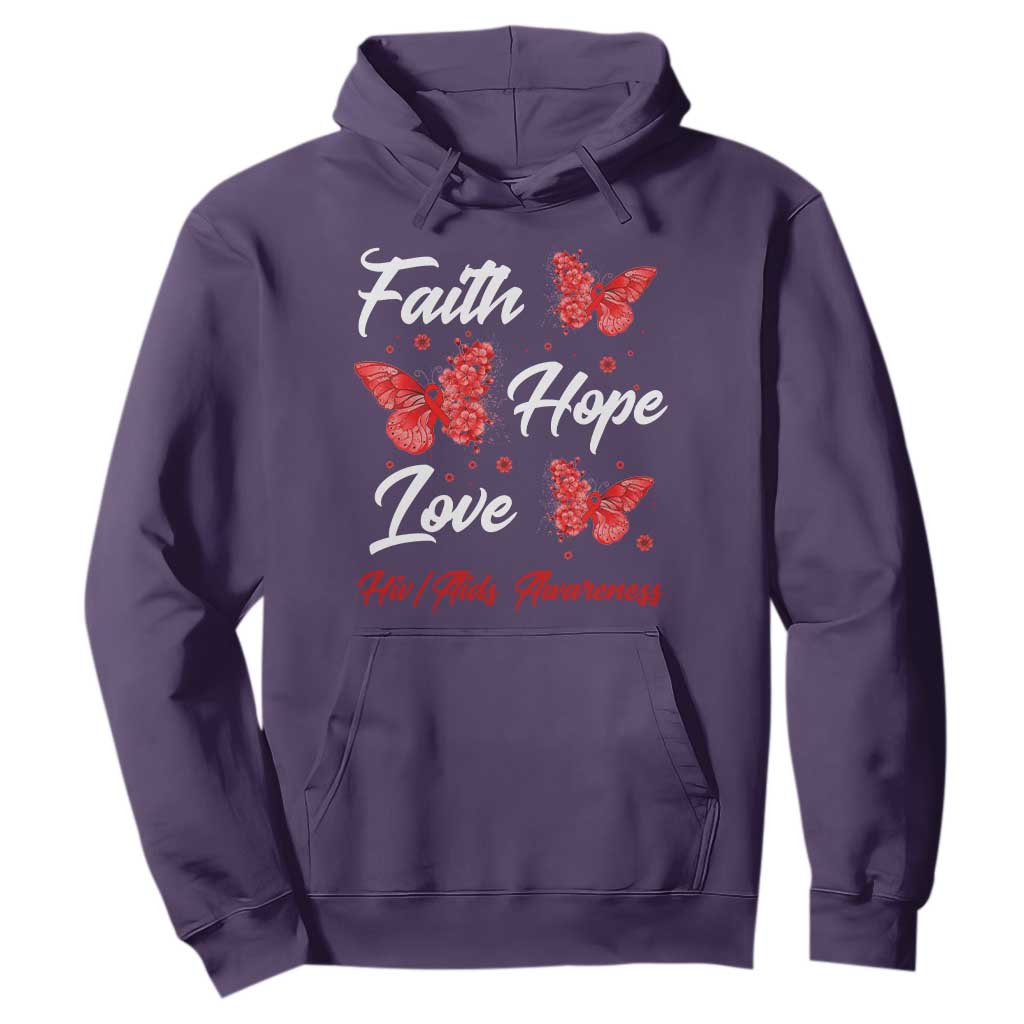 Faith Hope Love HIV AIDS Support Butterfly Gift Hoodie