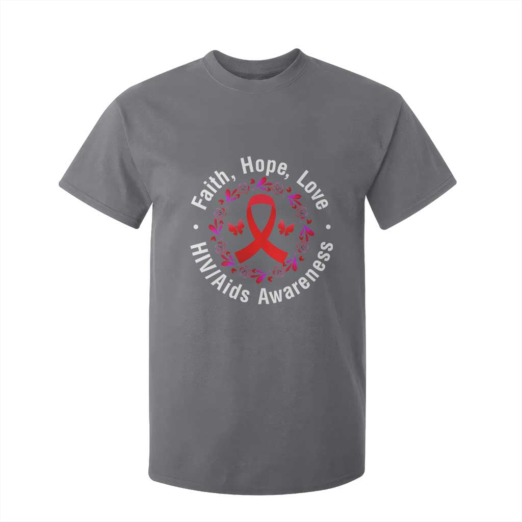 HIV Support Empowerment Gift T Shirt For Kid Faith Hope Love