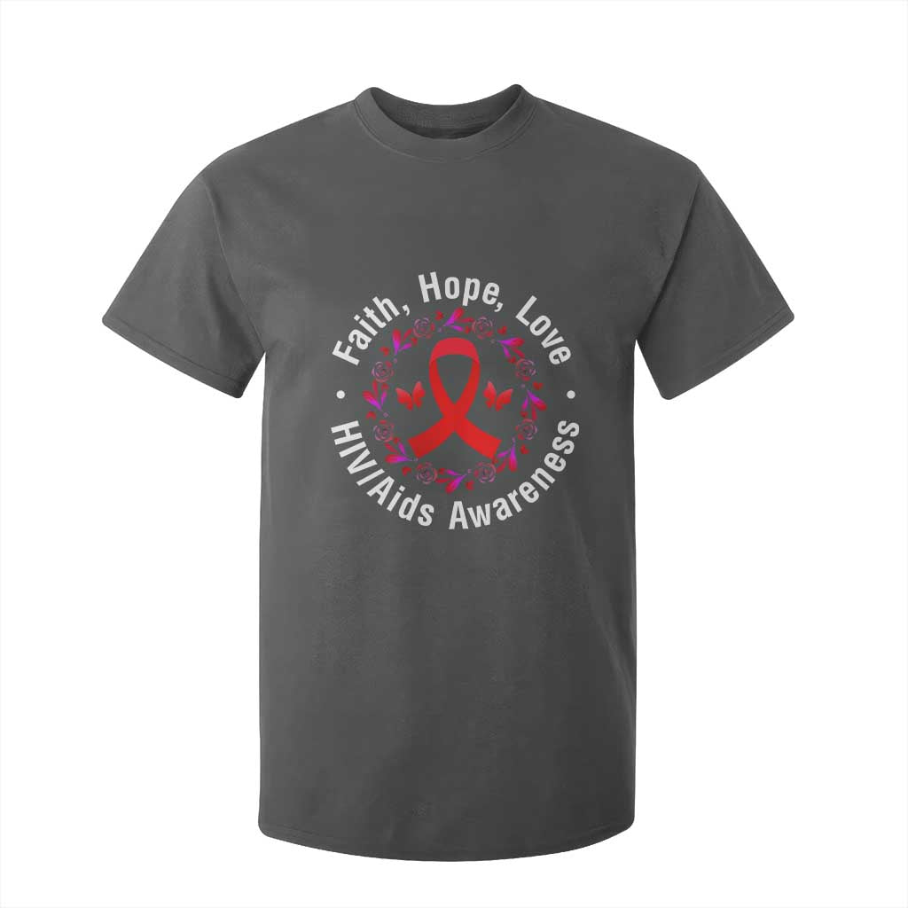 HIV Support Empowerment Gift T Shirt For Kid Faith Hope Love