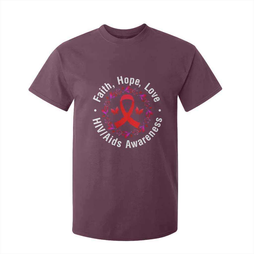 HIV Support Empowerment Gift T Shirt For Kid Faith Hope Love