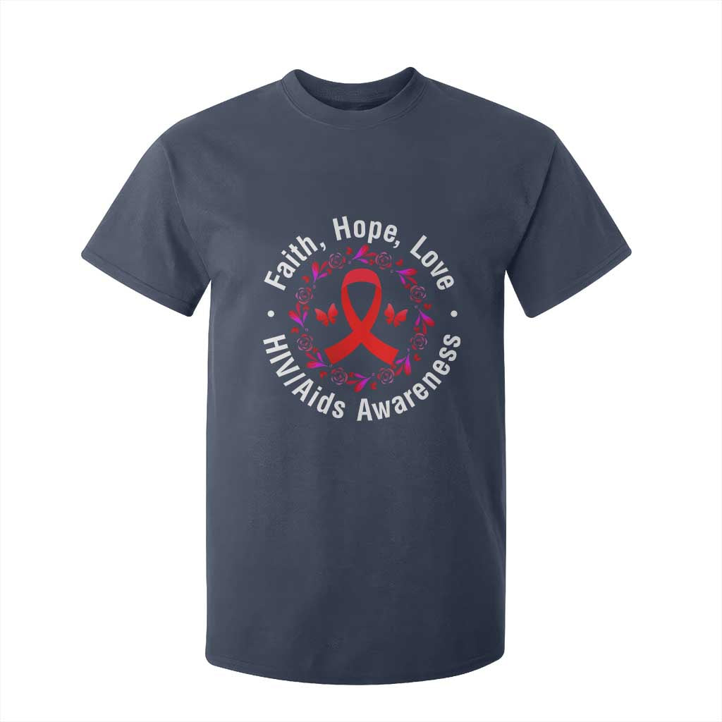 HIV Support Empowerment Gift T Shirt For Kid Faith Hope Love
