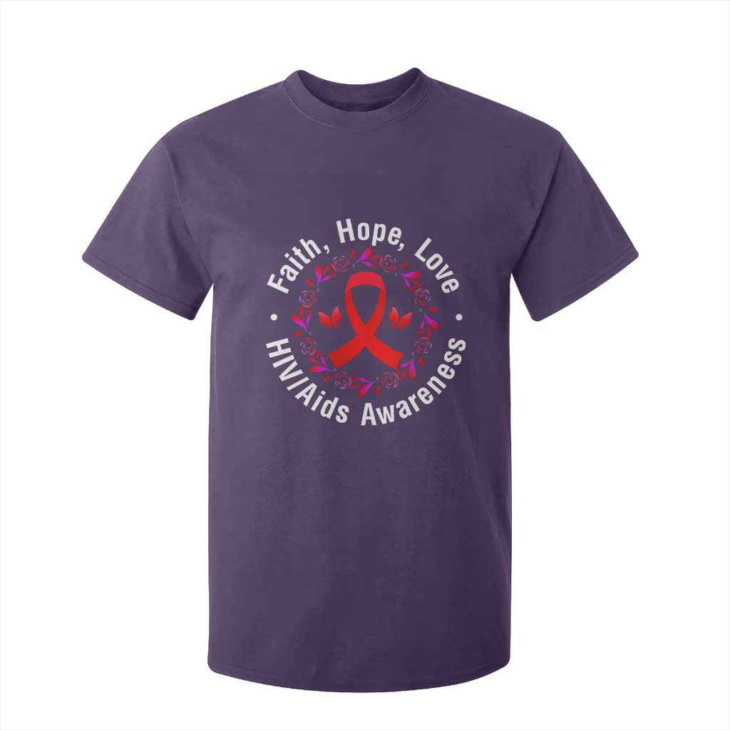 HIV Support Empowerment Gift T Shirt For Kid Faith Hope Love