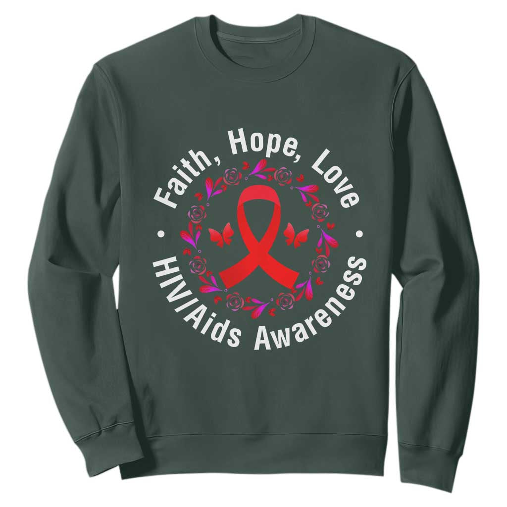 HIV Support Empowerment Gift Sweatshirt Faith Hope Love