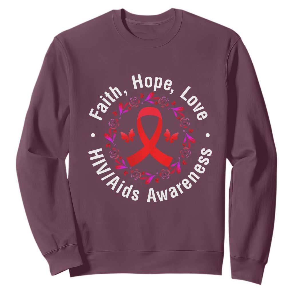 HIV Support Empowerment Gift Sweatshirt Faith Hope Love