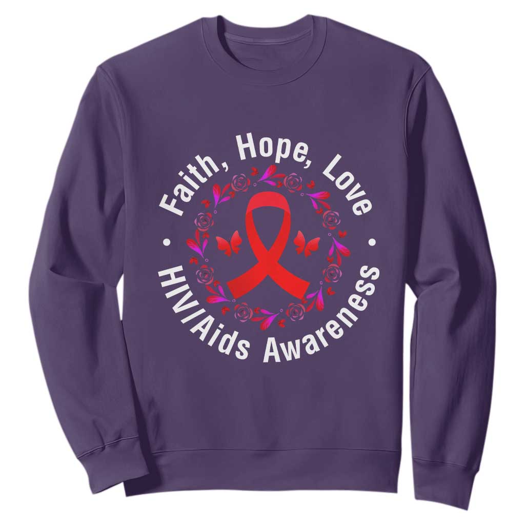 HIV Support Empowerment Gift Sweatshirt Faith Hope Love