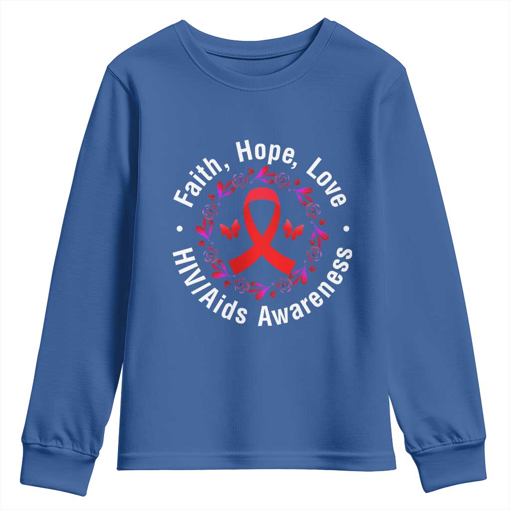 HIV Support Empowerment Gift Youth Sweatshirt Faith Hope Love