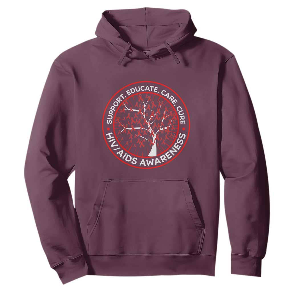 HIV AIDS Support Empowerment Gift Hoodie Educate Care Cure