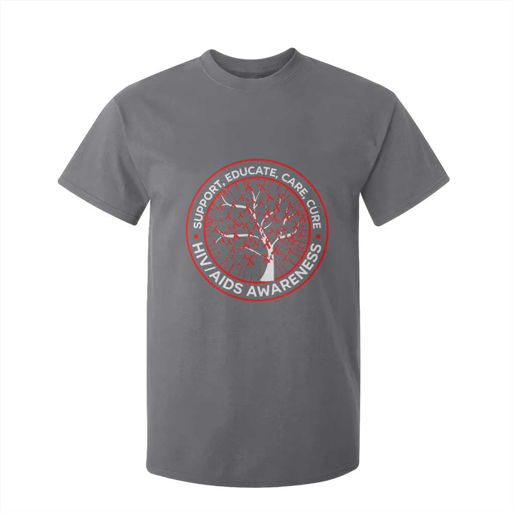 HIV AIDS Support Empowerment Gift T Shirt For Kid Educate Care Cure