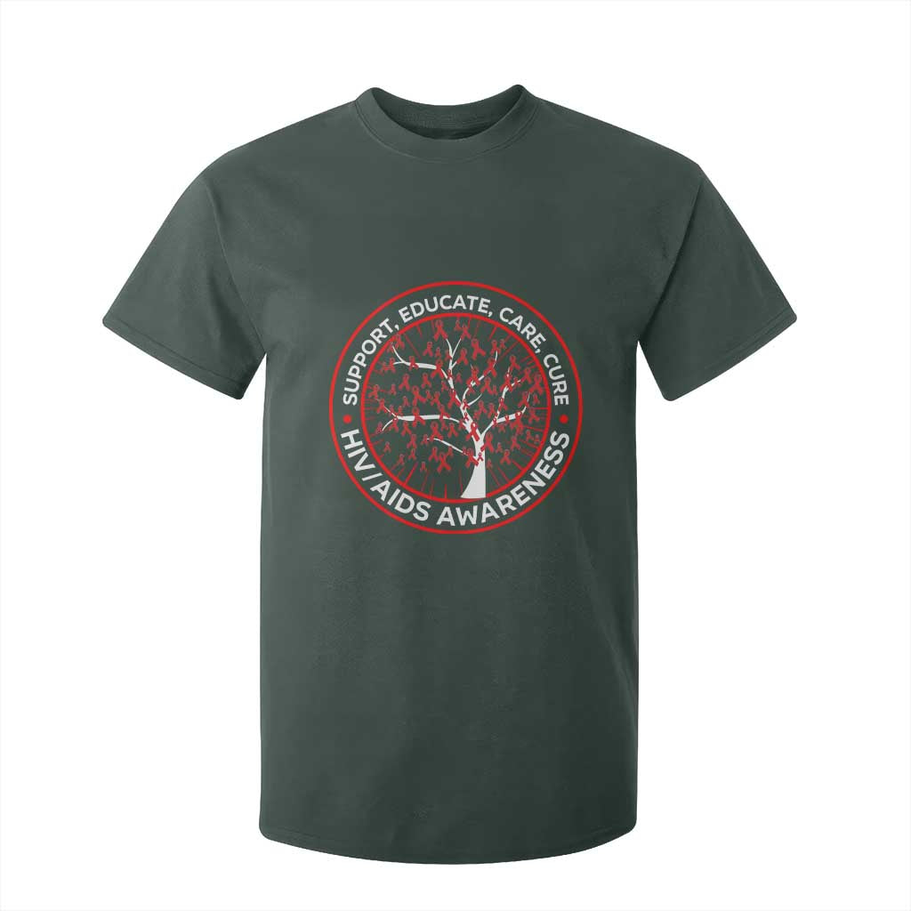 HIV AIDS Support Empowerment Gift T Shirt For Kid Educate Care Cure
