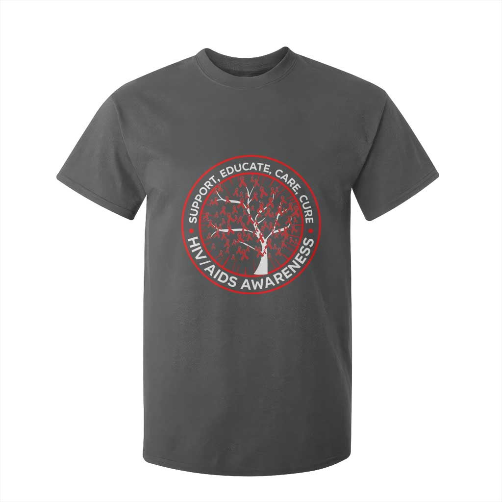 HIV AIDS Support Empowerment Gift T Shirt For Kid Educate Care Cure