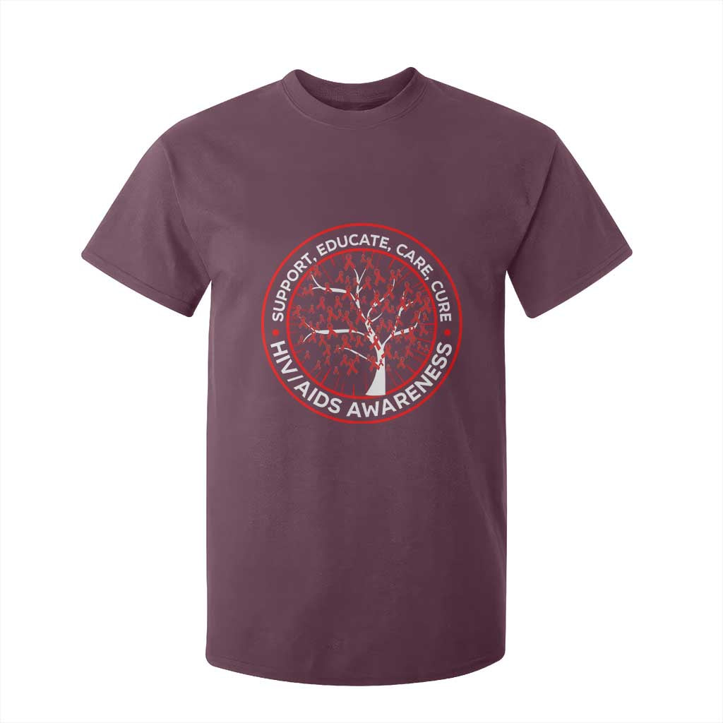 HIV AIDS Support Empowerment Gift T Shirt For Kid Educate Care Cure