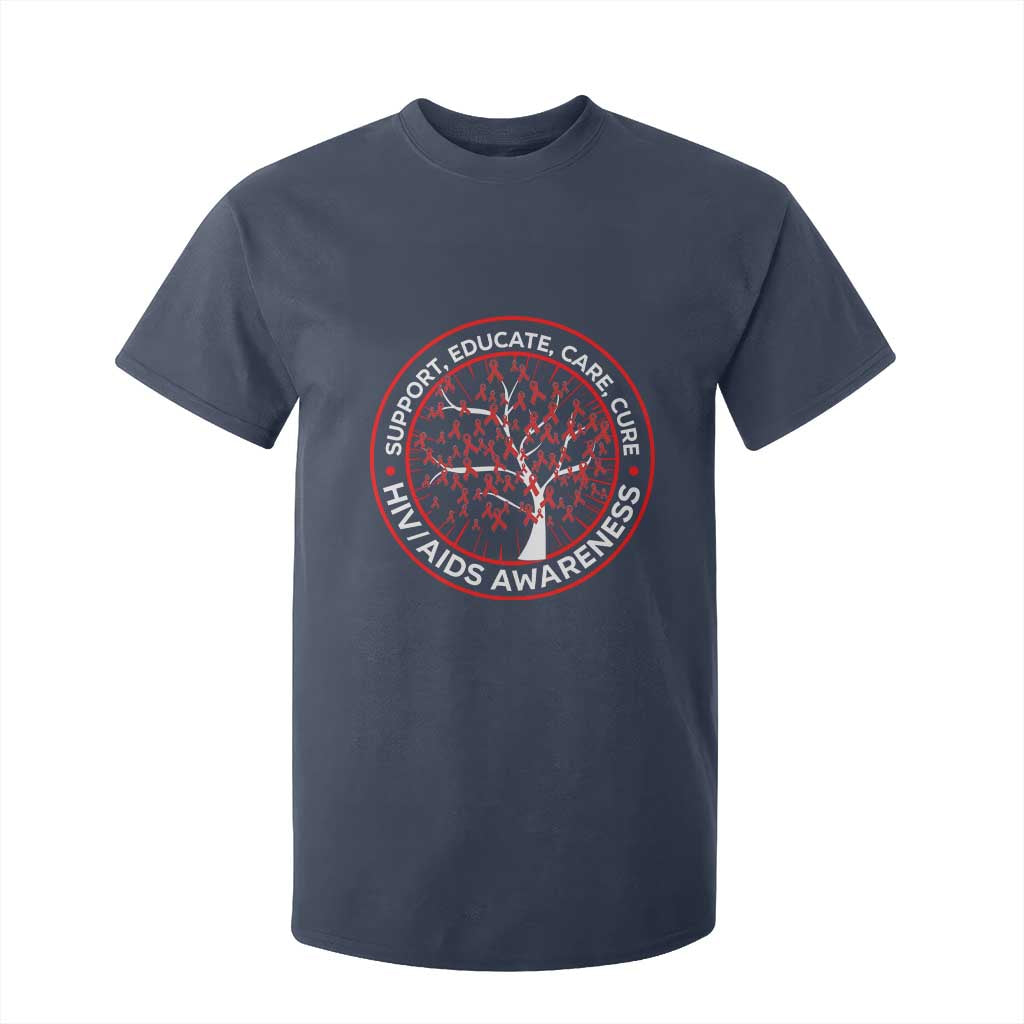HIV AIDS Support Empowerment Gift T Shirt For Kid Educate Care Cure