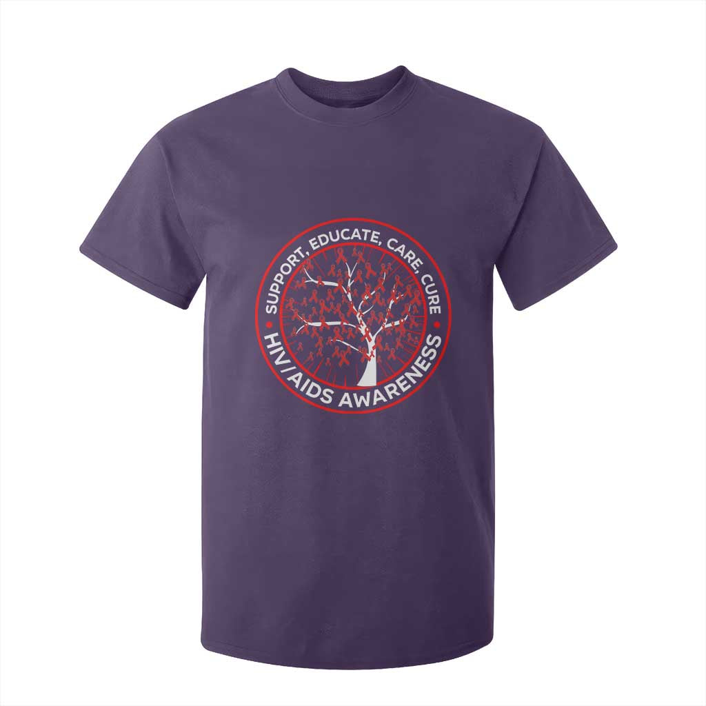 HIV AIDS Support Empowerment Gift T Shirt For Kid Educate Care Cure