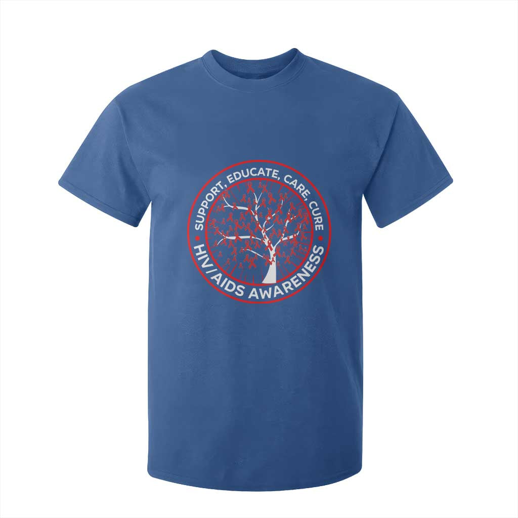 HIV AIDS Support Empowerment Gift T Shirt For Kid Educate Care Cure