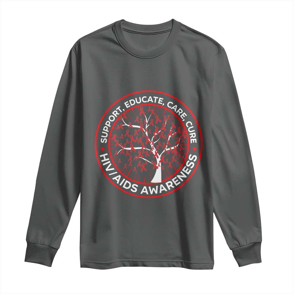 HIV AIDS Support Empowerment Gift Long Sleeve Shirt Educate Care Cure
