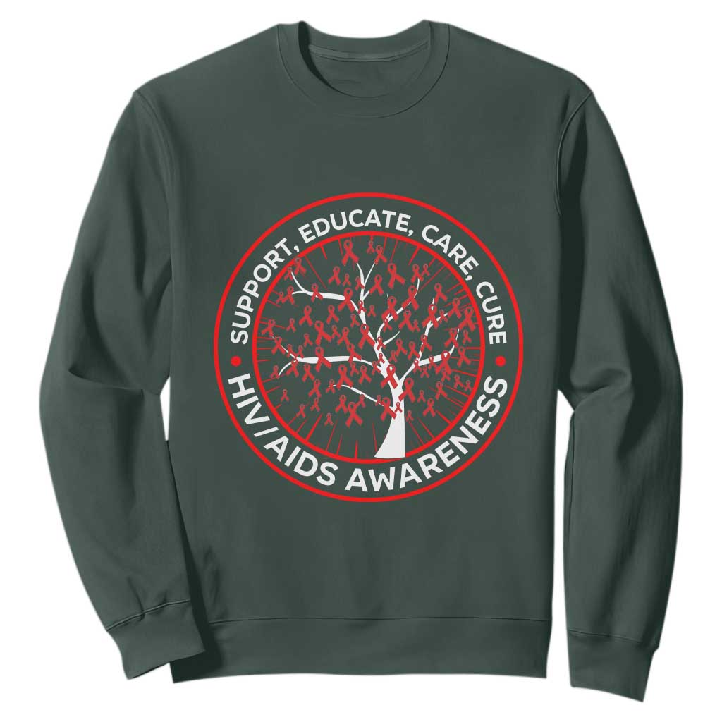 HIV AIDS Support Empowerment Gift Sweatshirt Educate Care Cure