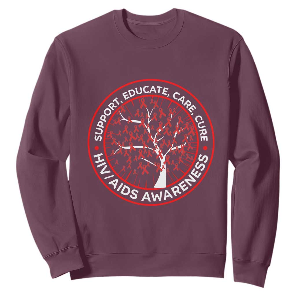 HIV AIDS Support Empowerment Gift Sweatshirt Educate Care Cure