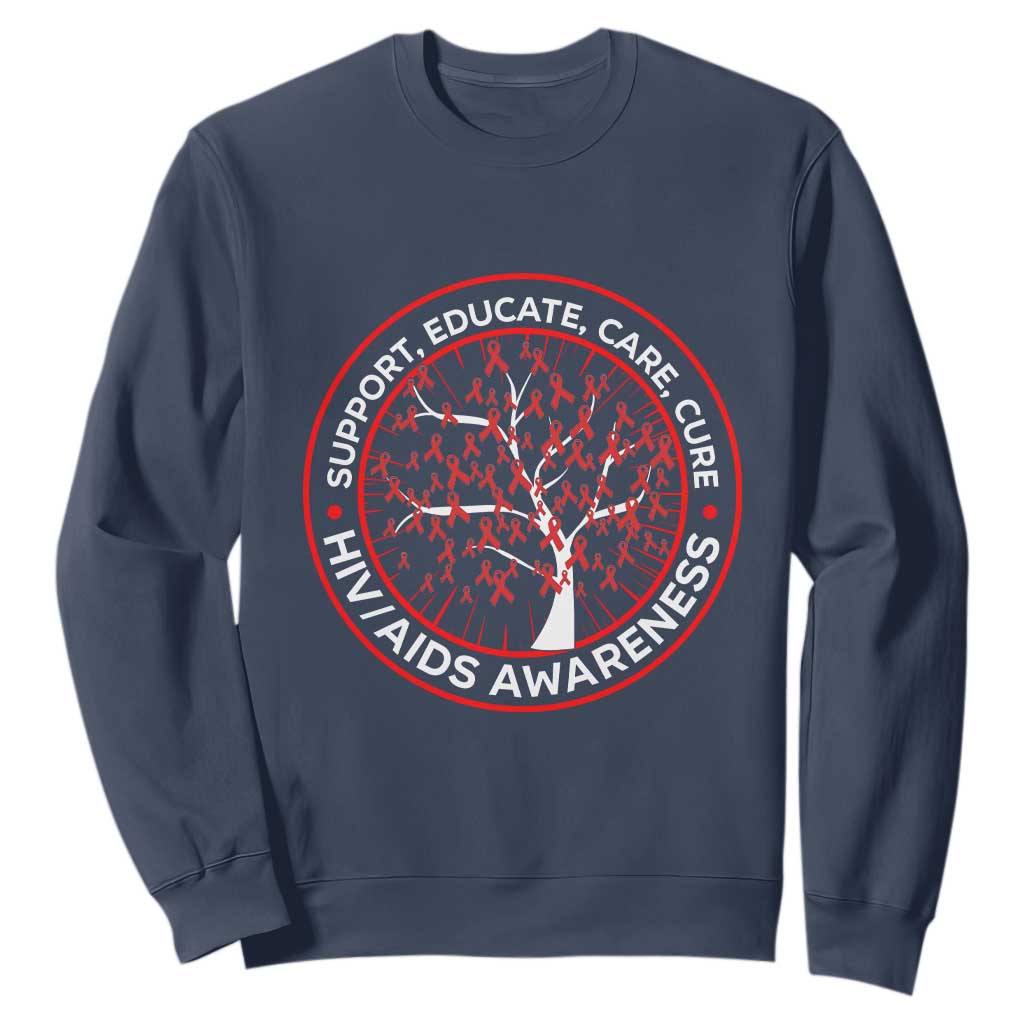 HIV AIDS Support Empowerment Gift Sweatshirt Educate Care Cure
