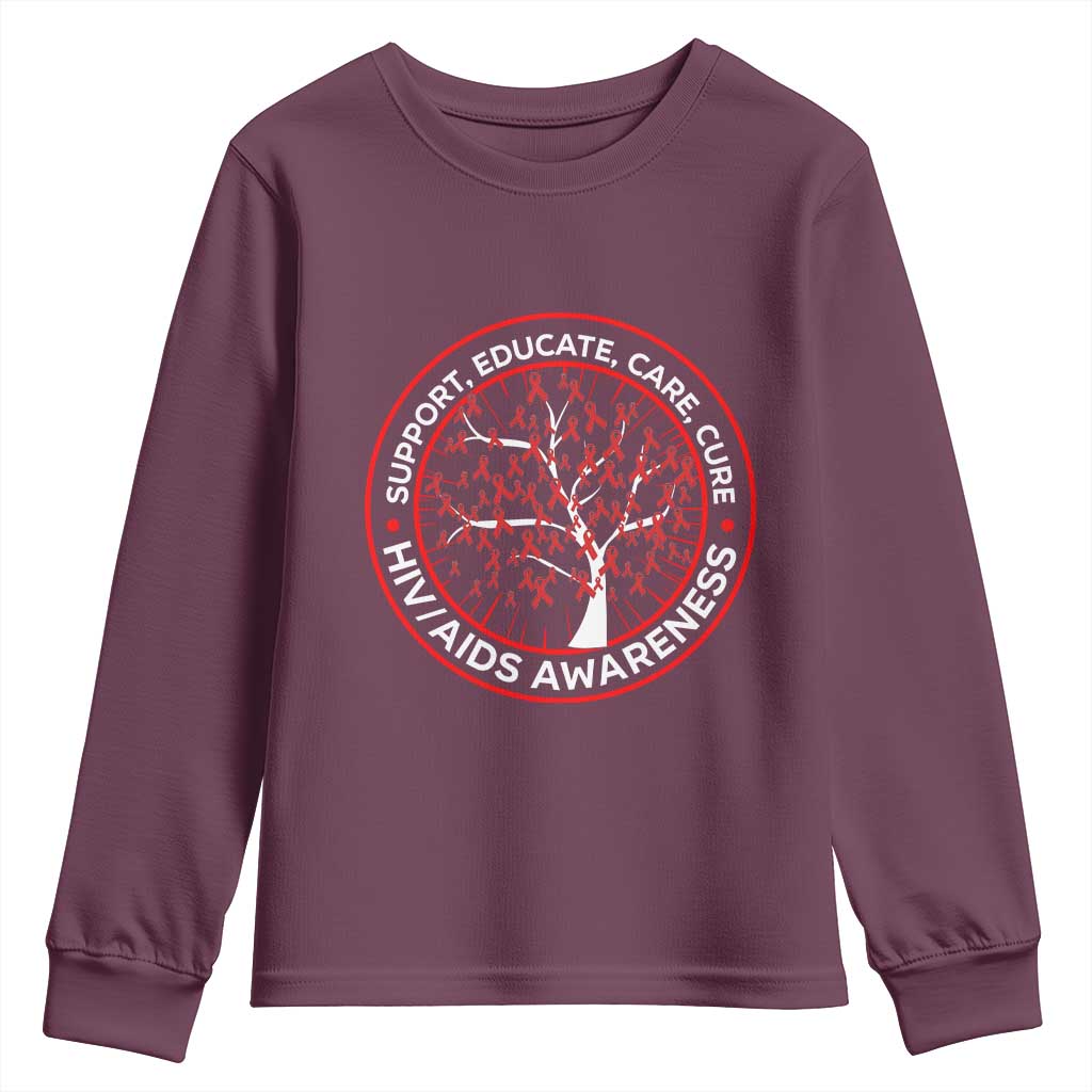 HIV AIDS Support Empowerment Gift Youth Sweatshirt Educate Care Cure