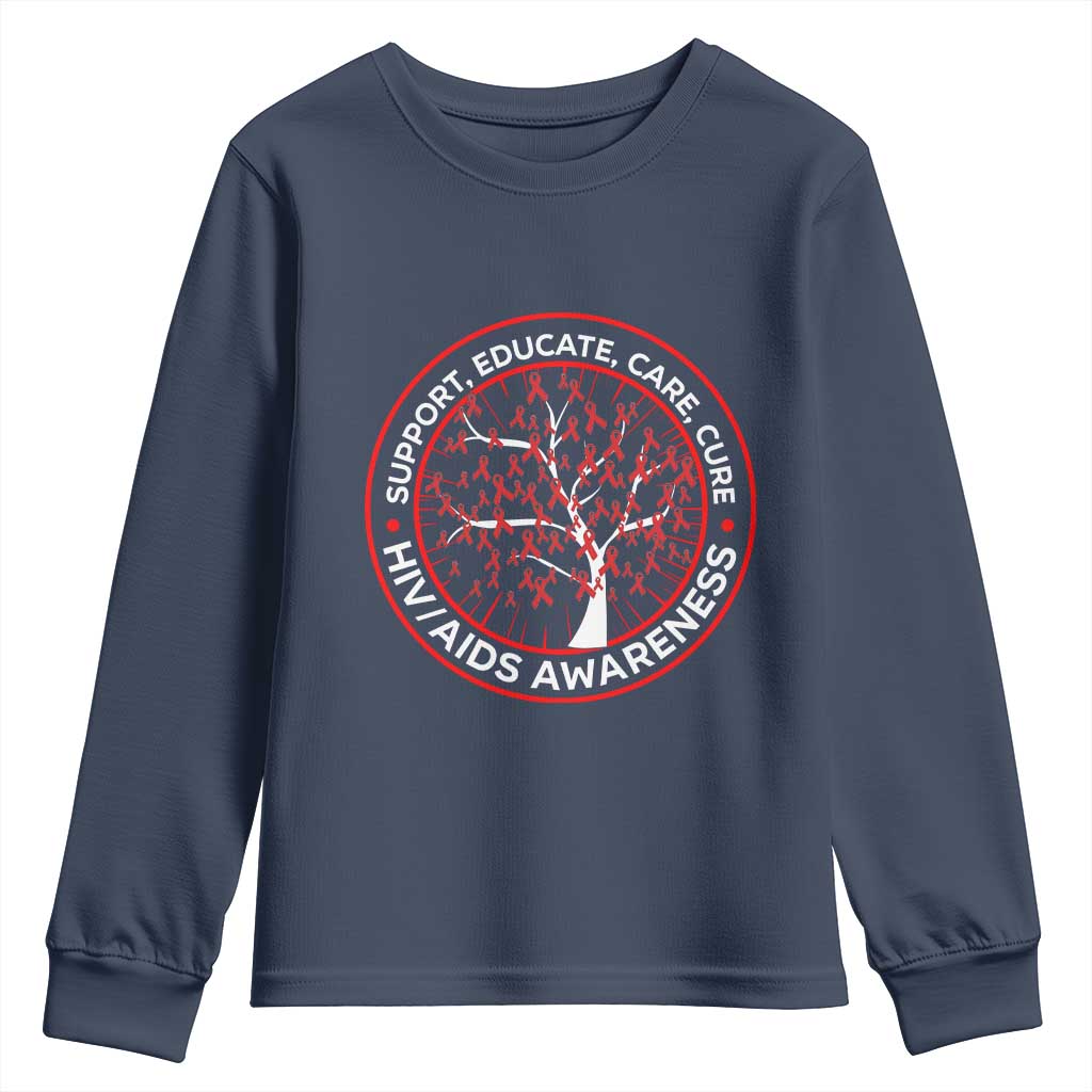 HIV AIDS Support Empowerment Gift Youth Sweatshirt Educate Care Cure