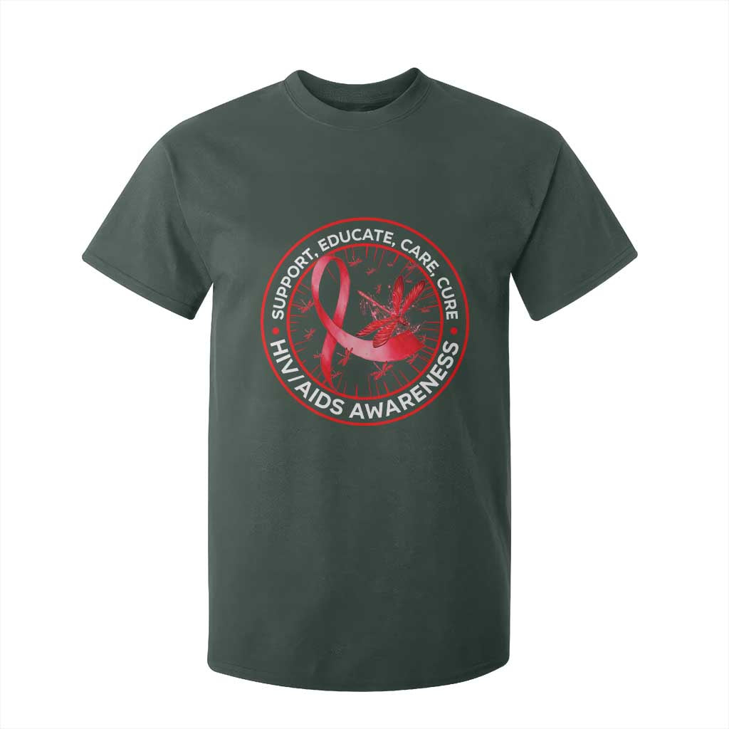 Support Educate Care Cure T Shirt For Kid HIV Month Empowerment Gift