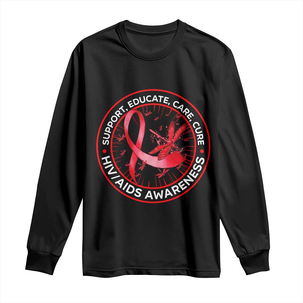 Support Educate Care Cure Long Sleeve Shirt HIV Month Empowerment Gift