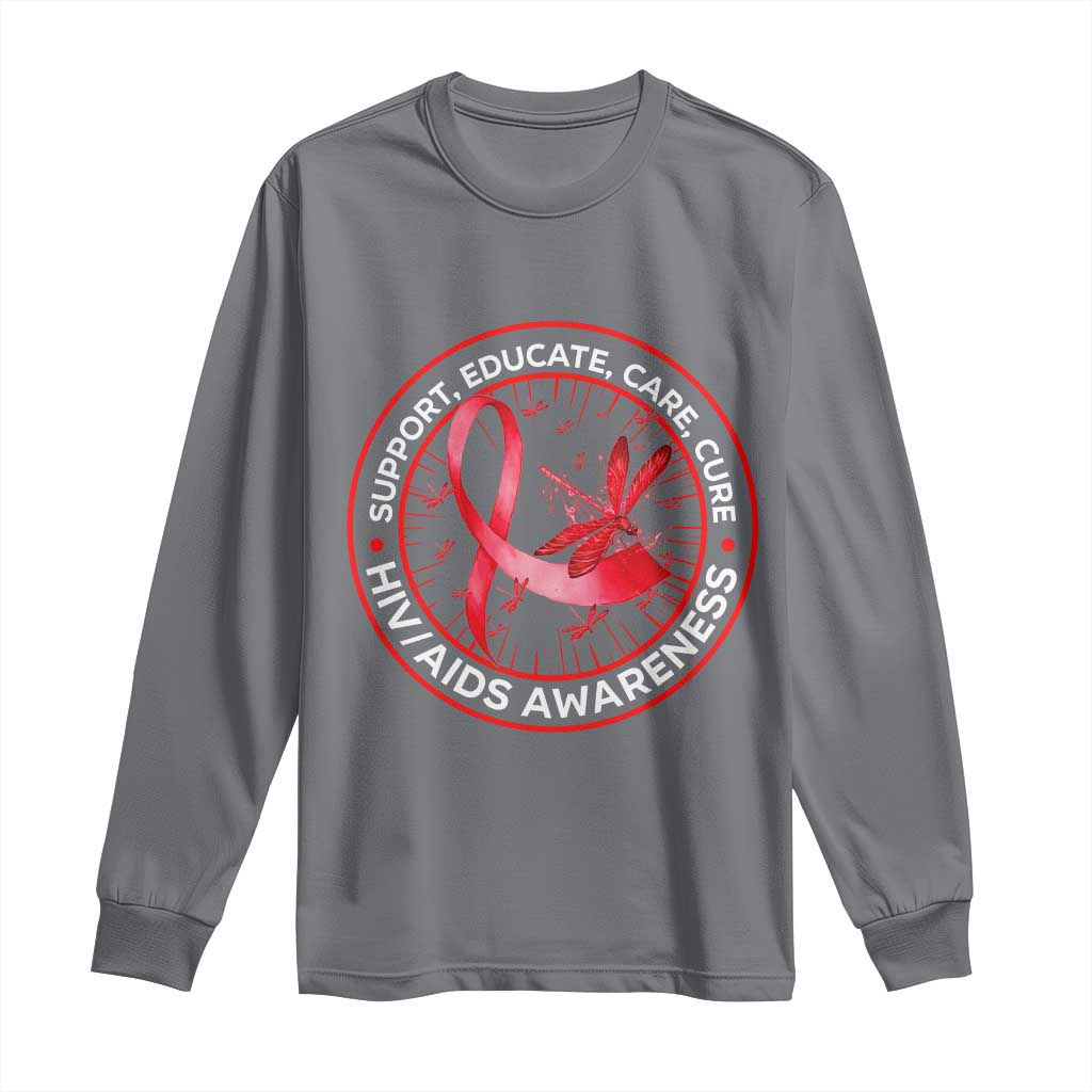 Support Educate Care Cure Long Sleeve Shirt HIV Month Empowerment Gift