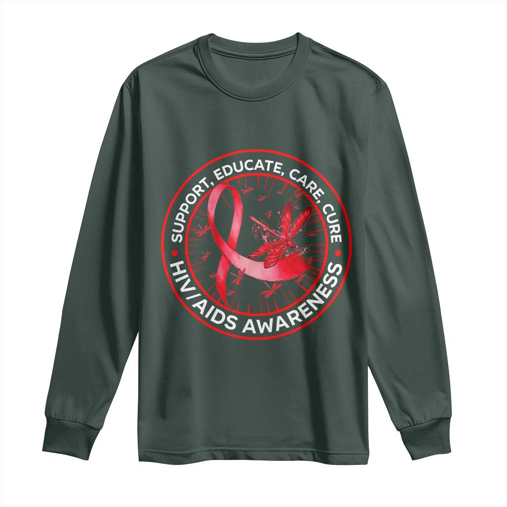 Support Educate Care Cure Long Sleeve Shirt HIV Month Empowerment Gift