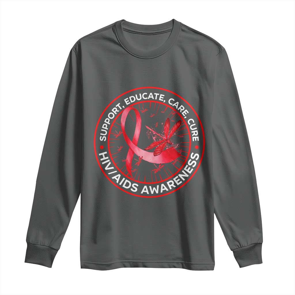 Support Educate Care Cure Long Sleeve Shirt HIV Month Empowerment Gift