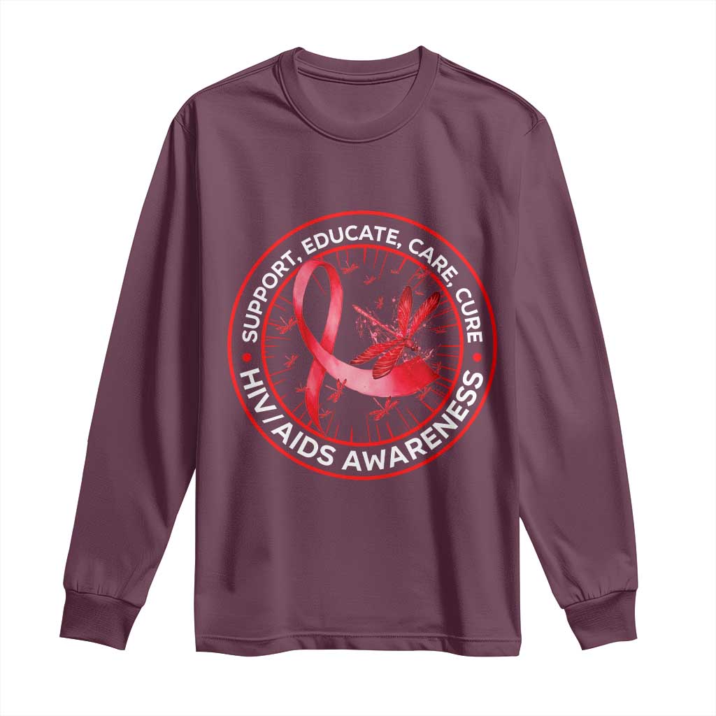 Support Educate Care Cure Long Sleeve Shirt HIV Month Empowerment Gift