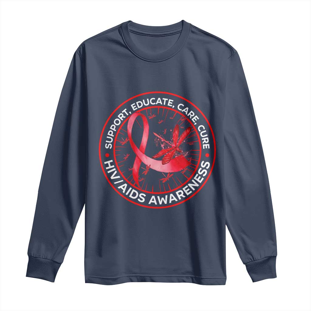 Support Educate Care Cure Long Sleeve Shirt HIV Month Empowerment Gift