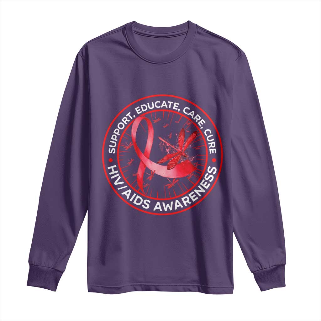 Support Educate Care Cure Long Sleeve Shirt HIV Month Empowerment Gift