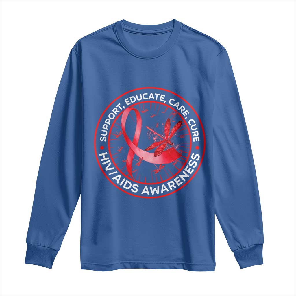 Support Educate Care Cure Long Sleeve Shirt HIV Month Empowerment Gift
