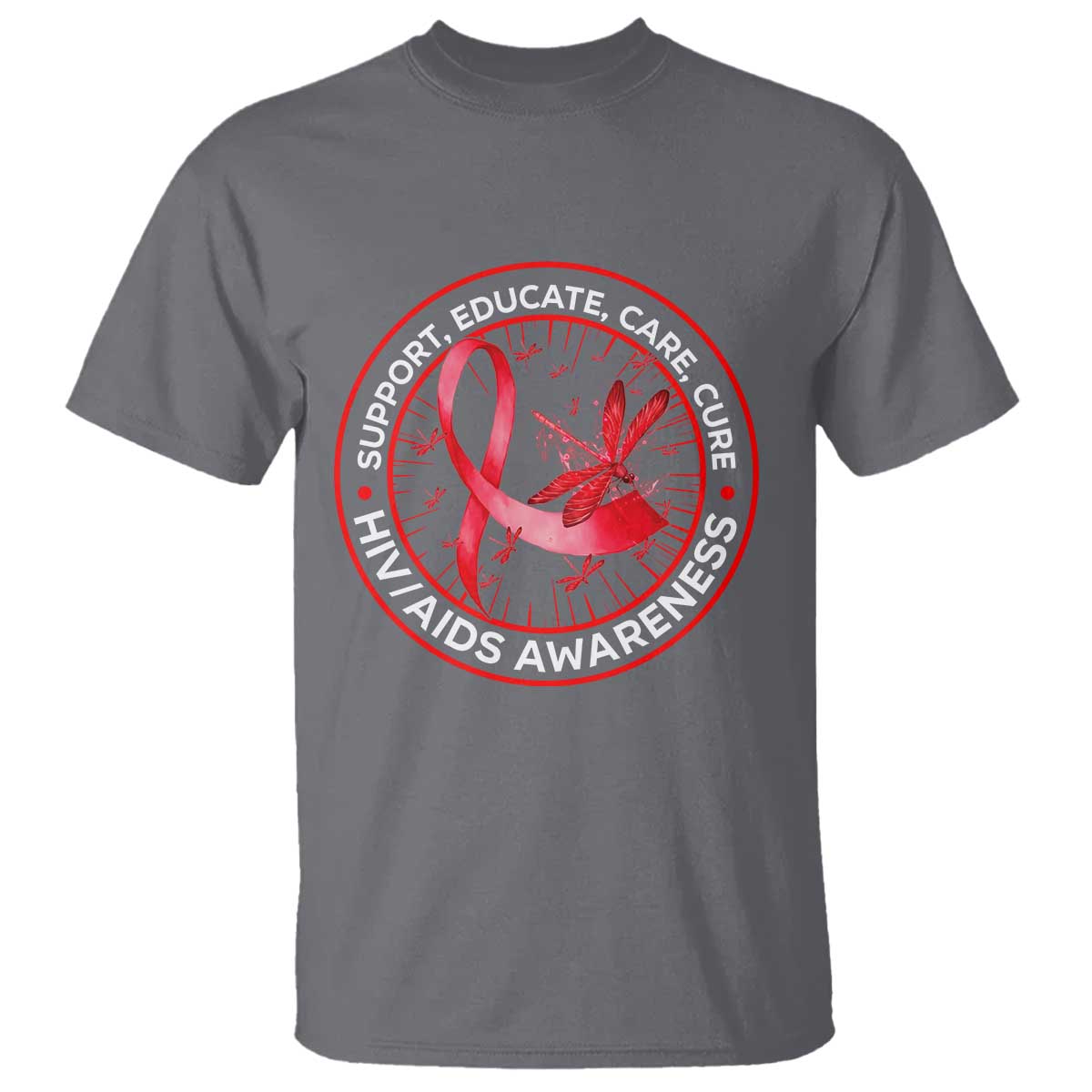 Support Educate Care Cure T Shirt HIV Month Empowerment Gift