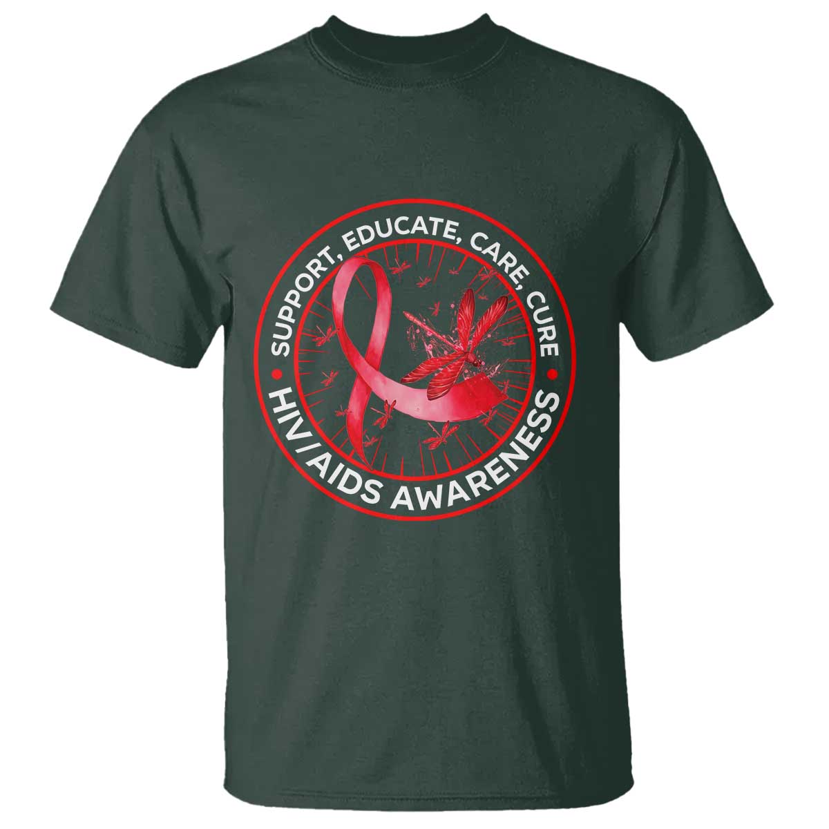 Support Educate Care Cure T Shirt HIV Month Empowerment Gift