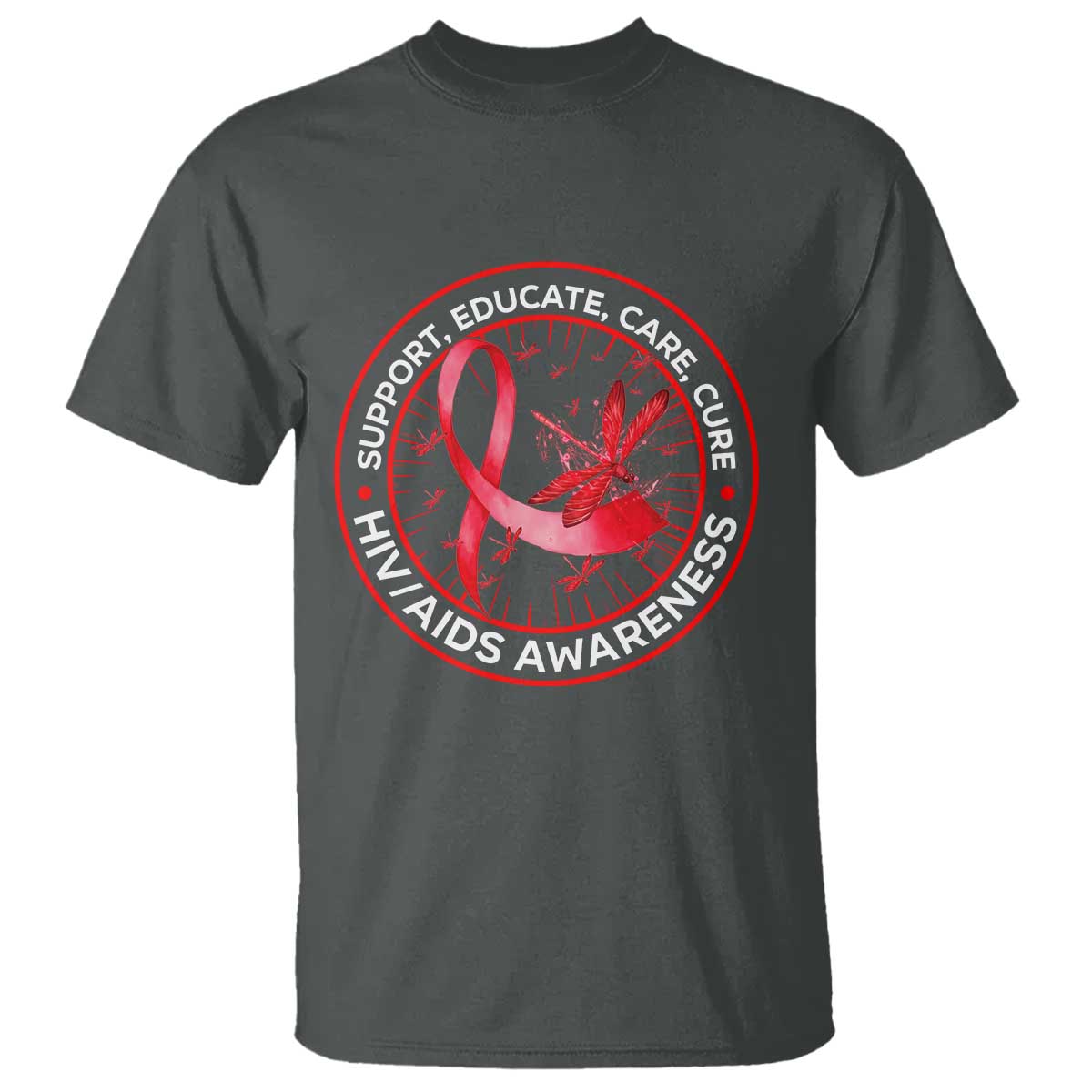 Support Educate Care Cure T Shirt HIV Month Empowerment Gift