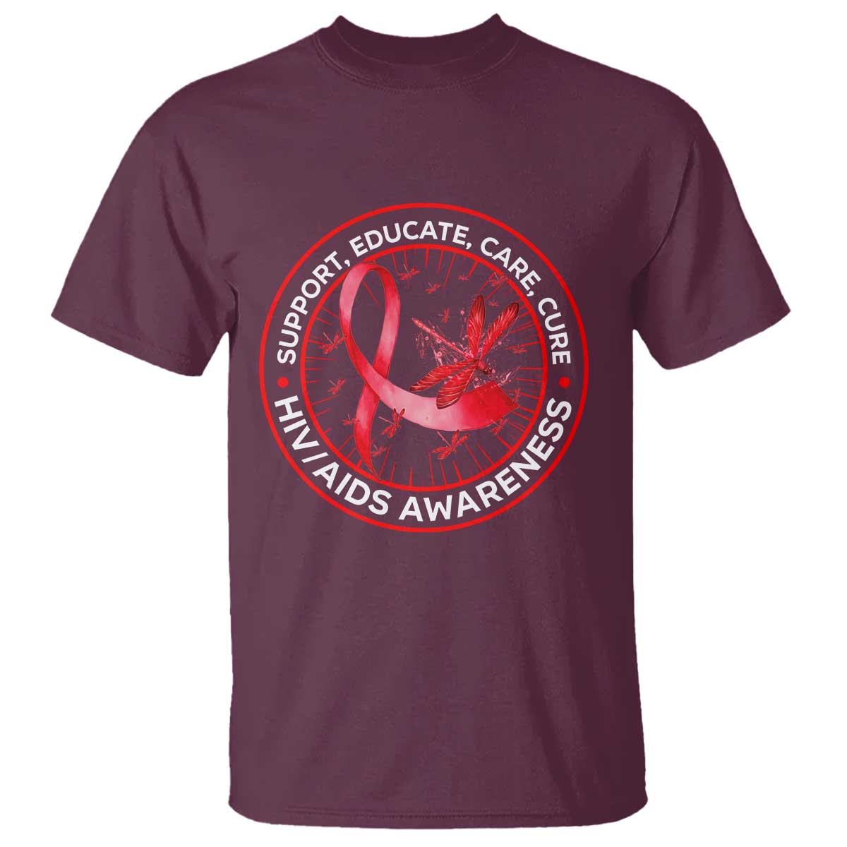 Support Educate Care Cure T Shirt HIV Month Empowerment Gift