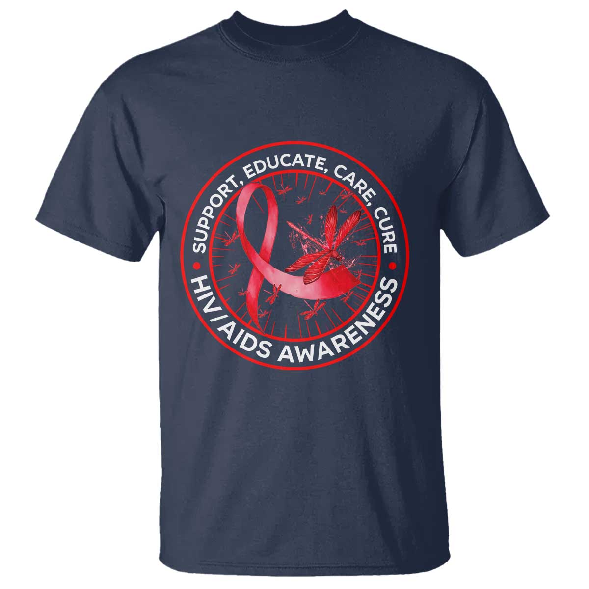 Support Educate Care Cure T Shirt HIV Month Empowerment Gift