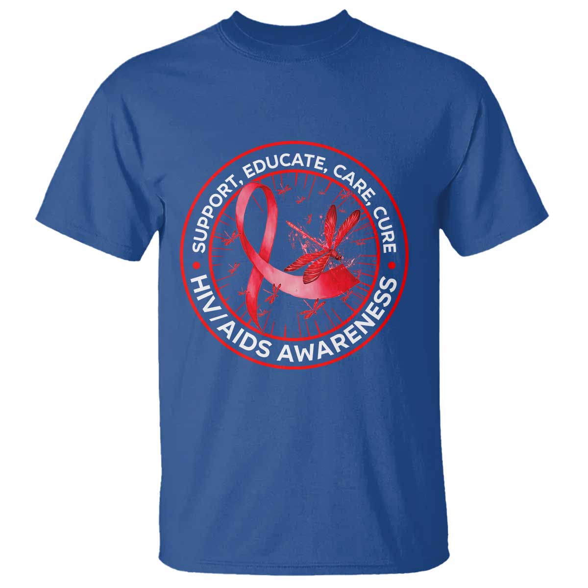 Support Educate Care Cure T Shirt HIV Month Empowerment Gift