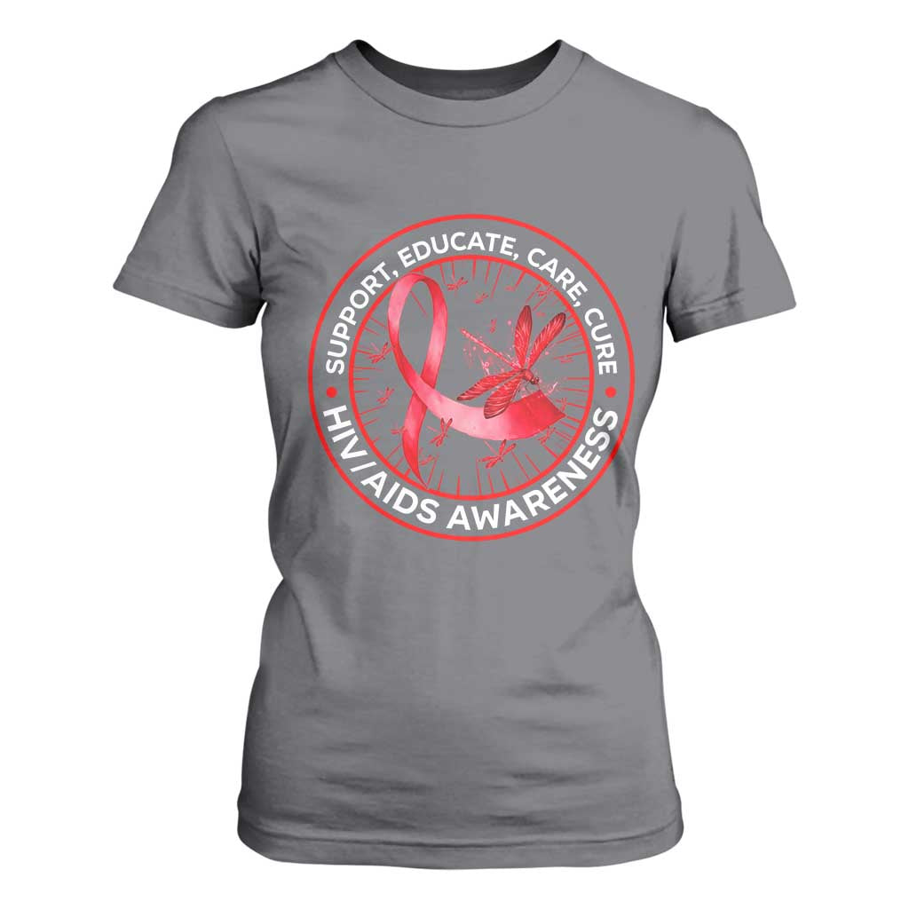 Support Educate Care Cure T Shirt For Women HIV Month Empowerment Gift