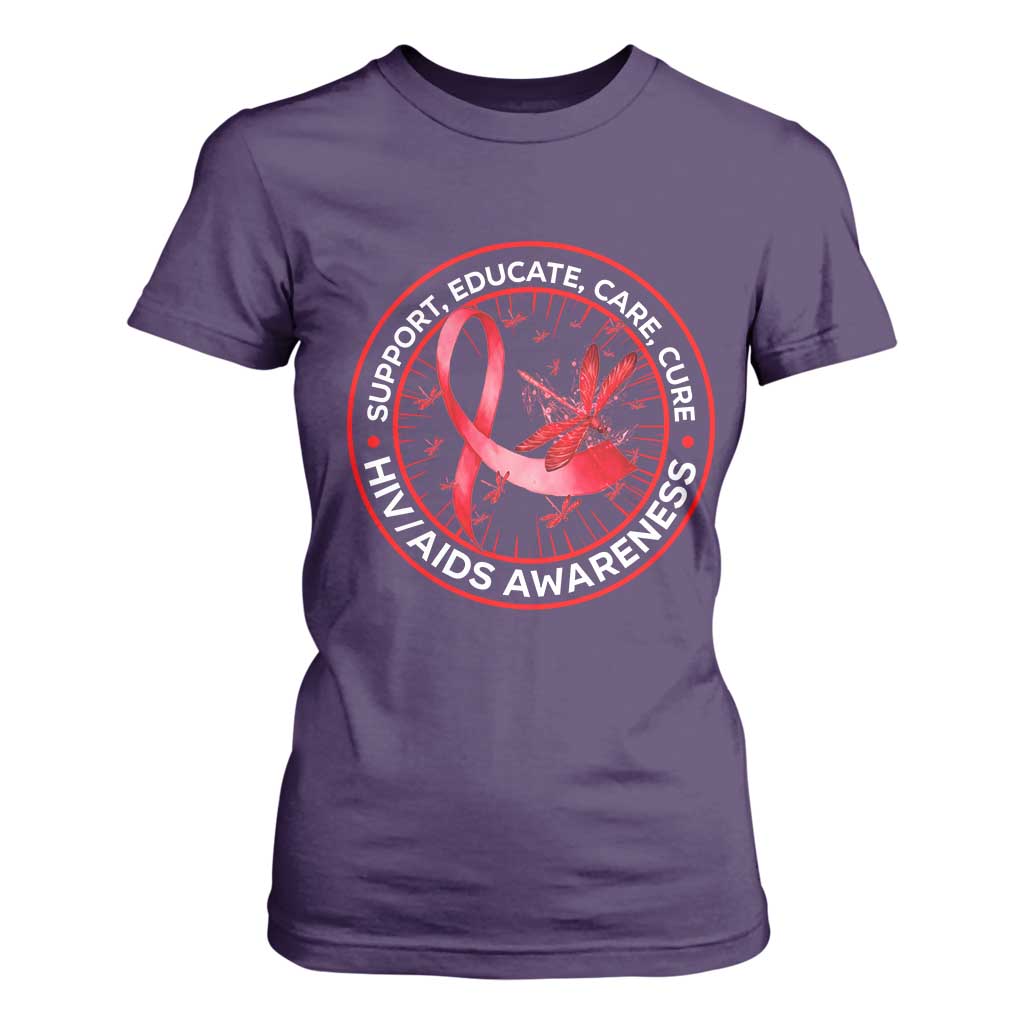 Support Educate Care Cure T Shirt For Women HIV Month Empowerment Gift