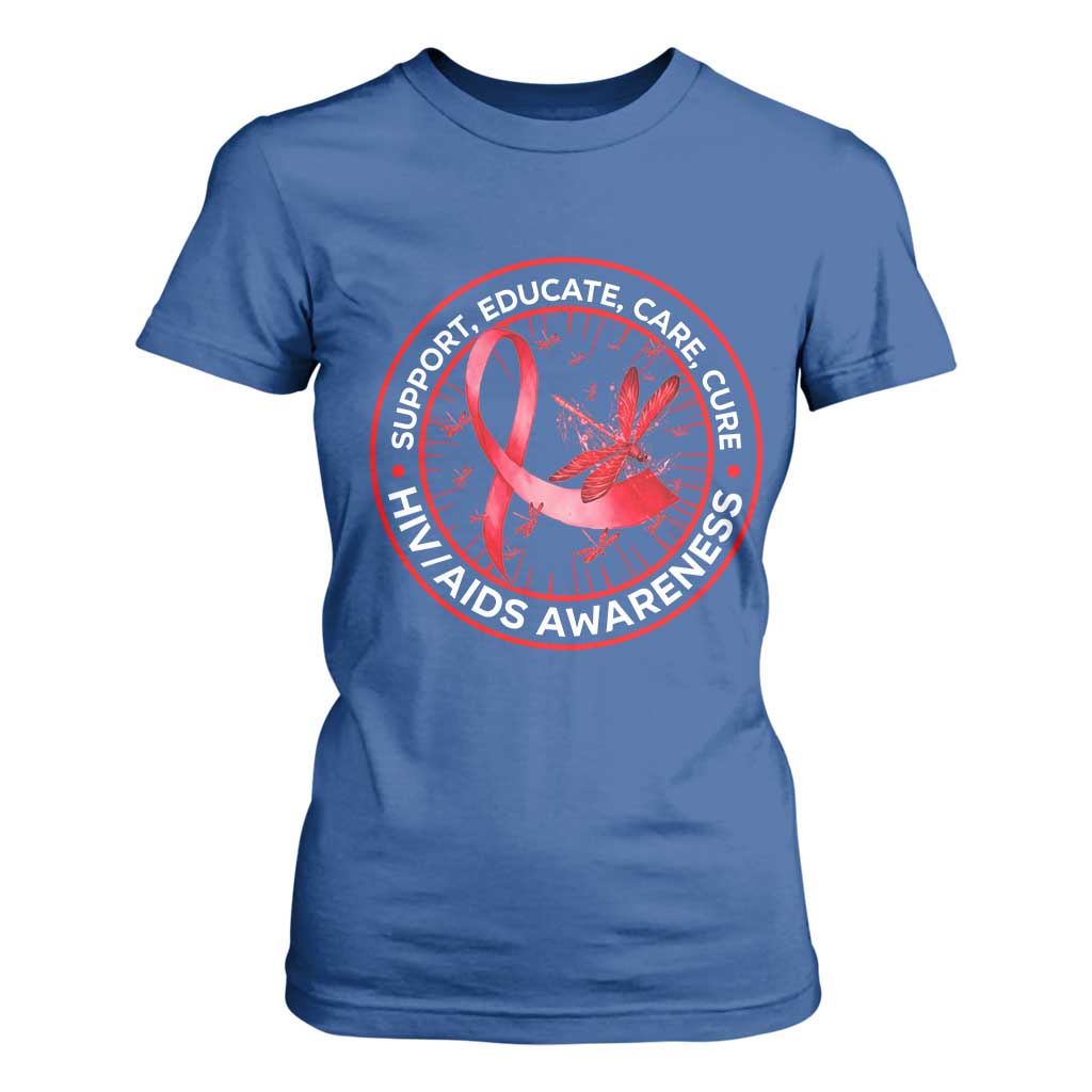 Support Educate Care Cure T Shirt For Women HIV Month Empowerment Gift