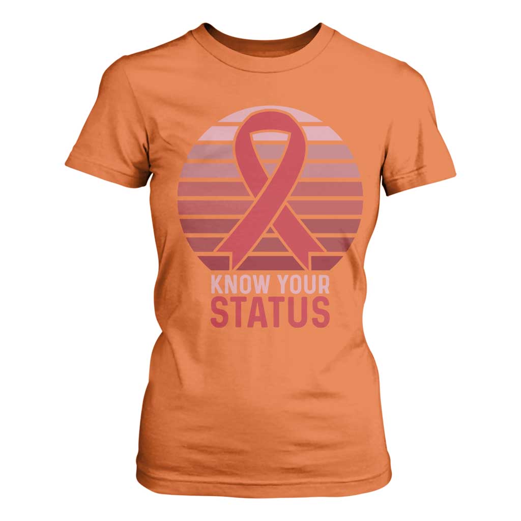 Know Your Status HIV Support T Shirt For Women World Aids Day Gift