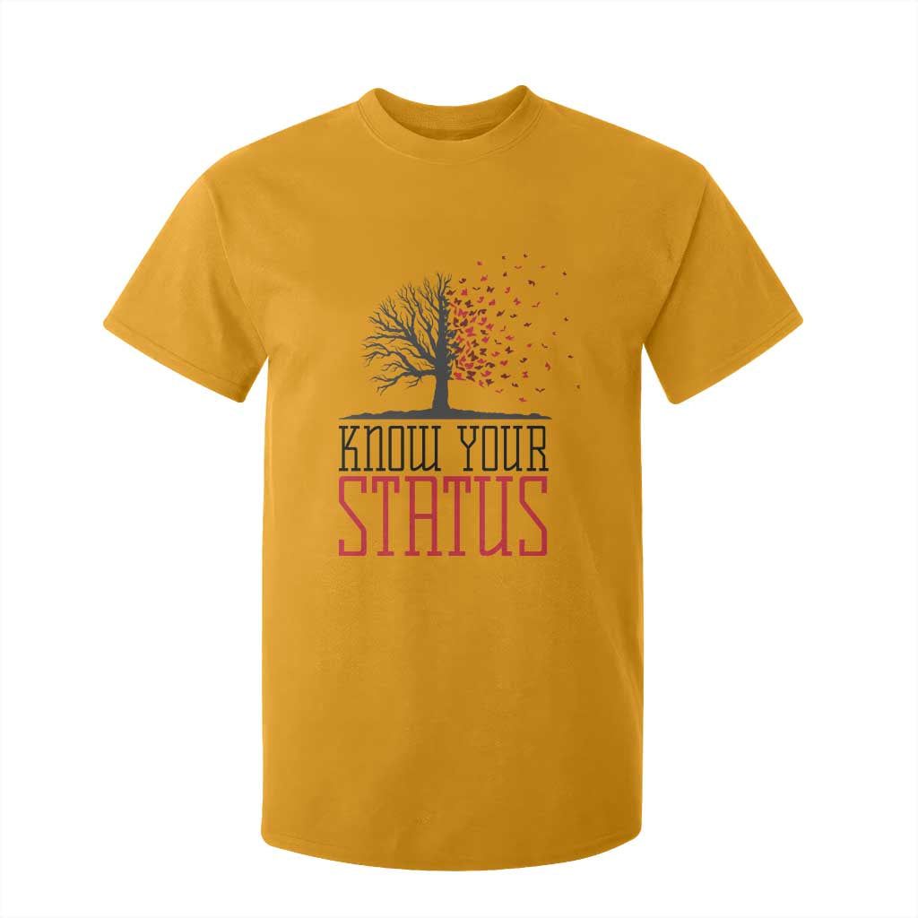 HIV Support Month T Shirt For Kid Know Your Status Prevention Fighter Gift