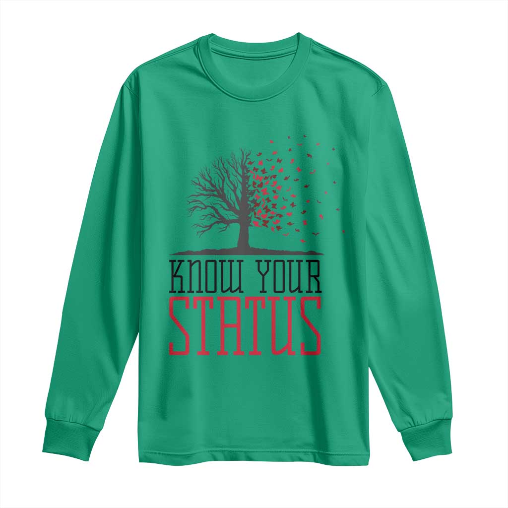 HIV Support Month Long Sleeve Shirt Know Your Status Prevention Fighter Gift