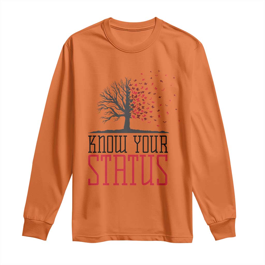 HIV Support Month Long Sleeve Shirt Know Your Status Prevention Fighter Gift